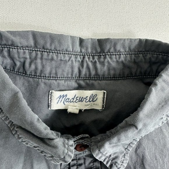 Madewell Button Up Top Womens Size Large Gray Front Pockets Casual Long Sleeve - Picture 6 of 9